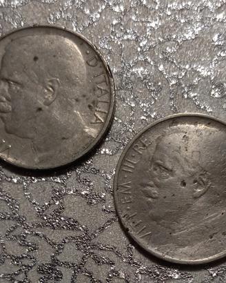 coppia 50 centesimi leoni 1920, liscio e rigato 