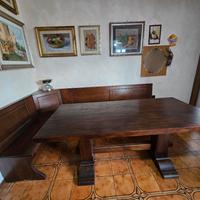 Tavolo in legno massello artigianale + panca angol