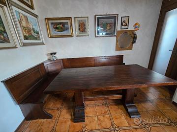 Tavolo in legno massello artigianale + panca angol