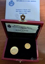 Coniazione scudi di oro di San Marino ed.1974