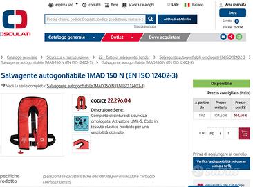 2 x Giubbotti Salvataggio Osculati NUOVI spedisco