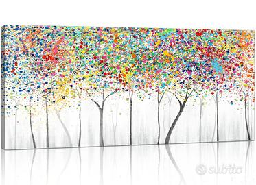 Quadro lungo con albero colorati 120x50