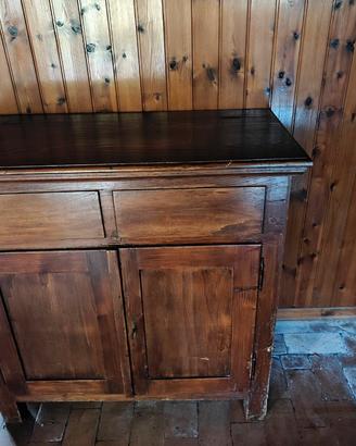Credenza madia rustica in legno massello d'epoca