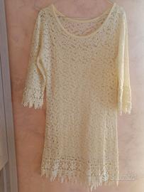 Vestitino donna merlettato giallo chiaro traforato