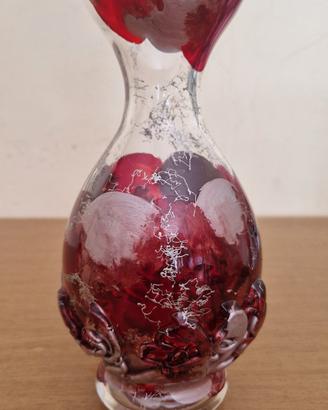 Vaso artistico vetro soffiato dipinto a mano 