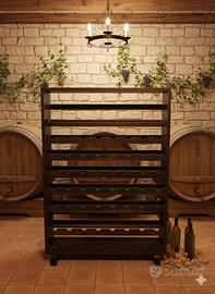 Portabottiglie Legno 72 Posti con porta bicchieri 