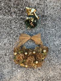 Ghirlanda Natale dorata in vimini