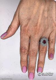 ANELLO ORO 18kt. CON DIAMANTI E RUBINO NATURALI