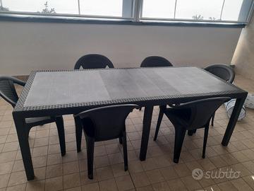 Tavolo rettangolare da esterno +7 sedie