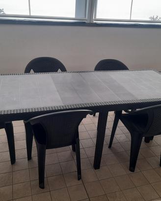 Tavolo rettangolare da esterno +7 sedie