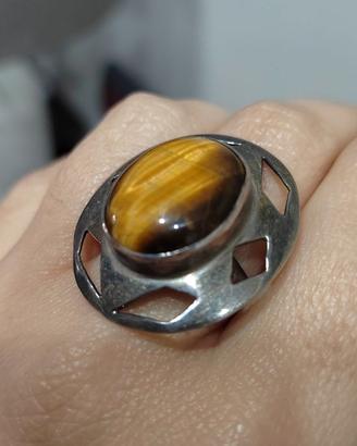 Anello argento e occhio di tigre