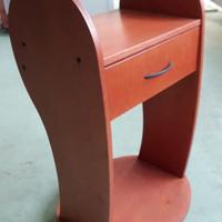 Carrello legno di betulla con cassetto e ruote