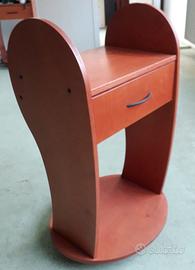 Carrello legno di betulla con cassetto e ruote