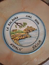 Piatto decorativo vintage, ceramica di Caltagirone