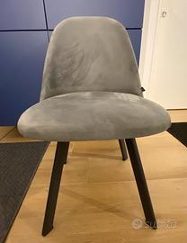 4 sedie velluto grigie stile moderno
