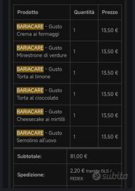 Alimenti bariatrici Bariacare Provisioneat