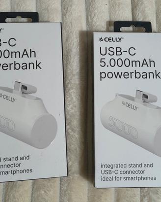 2 Power bank Celly PBC5000WH da 5000 mAh, nuove