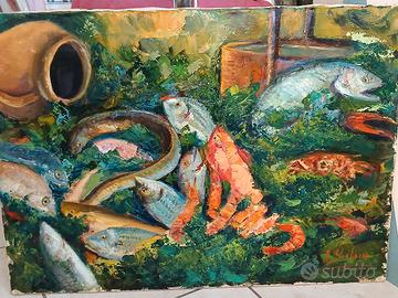 olio 50x70 su tela banco pesca 