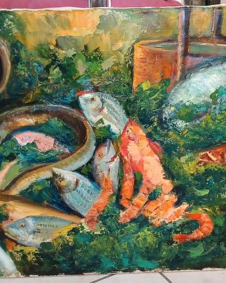 olio 50x70 su tela banco pesca 