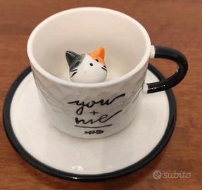 tazza in ceramica con micio