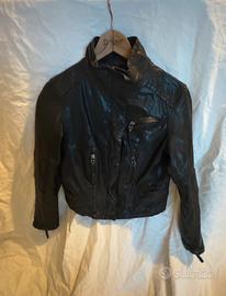 Giubbino in vera pelle nera biker Zara taglia L