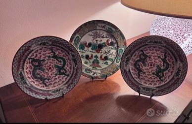 Set 3 Piatti Porcellana Cinese Vintage