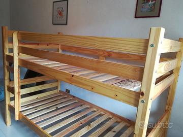 Letto a castello in pino massello