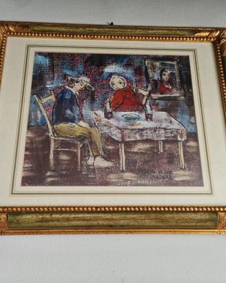Quadro Dipinto ad Olio Scena di Osteria