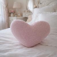 Cuscino cuore rosa peluche 