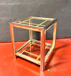 Romeo Rega (attr) tavolino acciaio ottone vintage