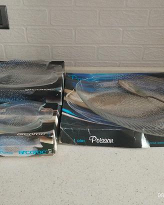 vintage 13 pezzi piatti pesce Arcoroc Poisson