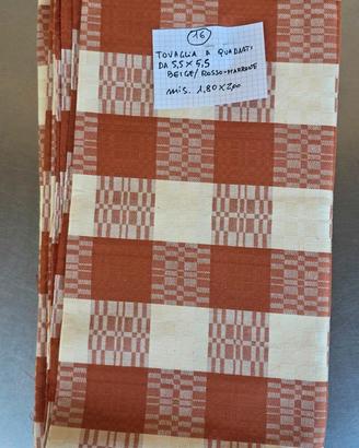 Tovaglia vintage puro cotone scacchi rosso(16)