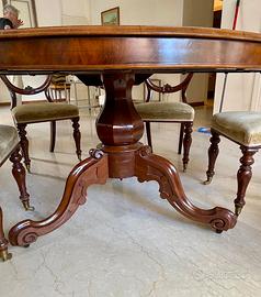 Tavolo tondo antico in radica di noce epoca 800