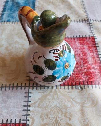 Oliera Ceramica Vintage Dipinta A Mano Con Tappo