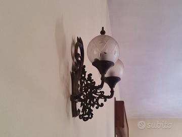 Due Lampada/lampadario da parete in bronzo e crist