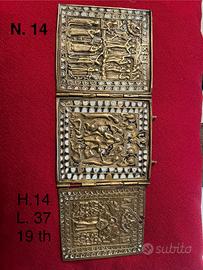 Trittico ortodosso russo in bronzo fuso-3 pannelli