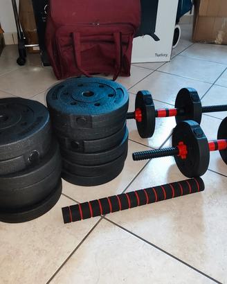 Set manubri componibili e bilanciere 40 kg