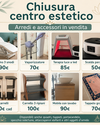Arredi e attrezzature centro estetico – chiusura