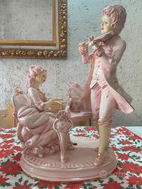 Scultura Porcellana Bassano Violinista Pianista