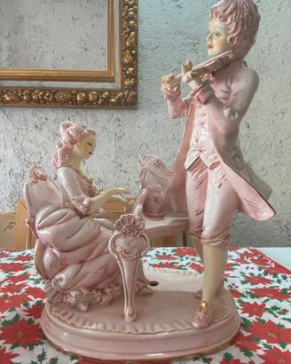 Scultura Porcellana Bassano Violinista Pianista
