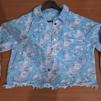 Giacca jeans Tezenis denim azzurro rose + frange