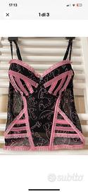 Corpetto/bustier nero e rosa tg II "baci rubati