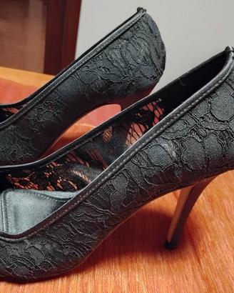 Scarpe da sera décolleté nere-n. 38-in pizzo