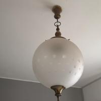 lampadario in vetro e bronzo
