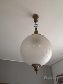 lampadario in vetro e bronzo