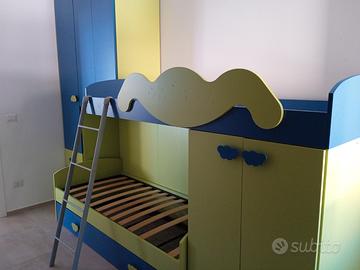 Cameretta a ponte per 2 bambini + 1 rete a scompar