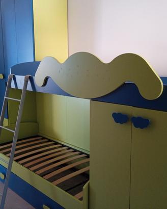 Cameretta a ponte per 2 bambini + 1 rete a scompar