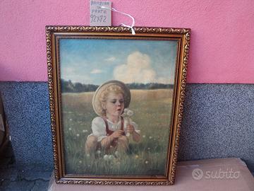 quadro depoca bambina in prato