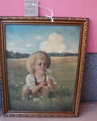 quadro depoca bambina in prato