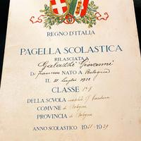 Pagella scolastica Regno d'Italia